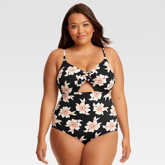 Cut Out Floral One Piece Swimsuit