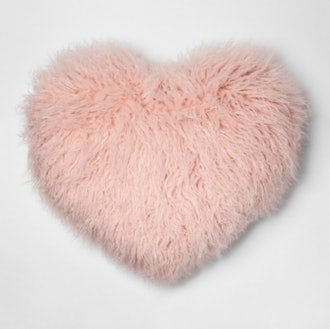 Pink Oversize Faux Fur Heart Throw Pillow