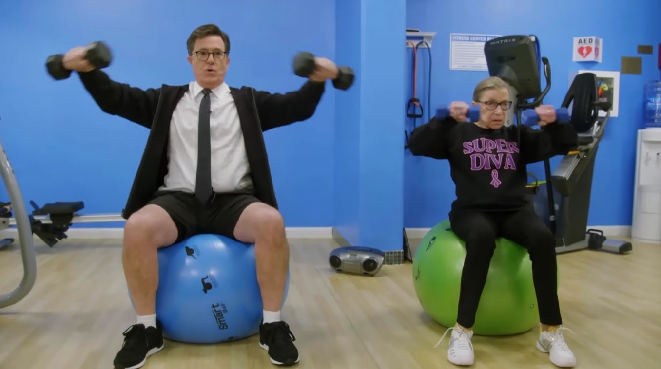 Video Of Stephen Colbert &amp; Ruth Bader Ginsburg Exercising