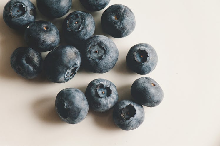 Blueberries on a white table