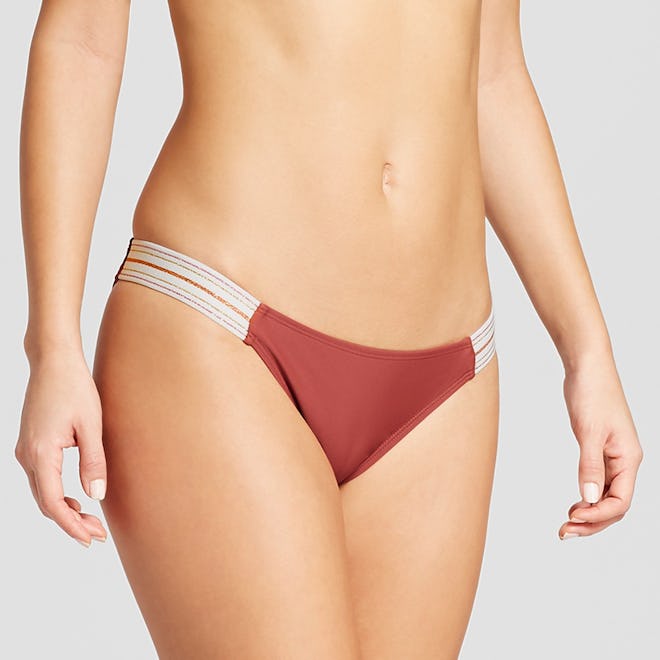 Xhilaration Red Copper Women's Metallic Sport Elastic Cheeky Bikini Bottom