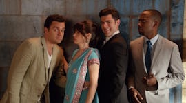 The cast of Fox's 'New Girl' — Jake Johnson (Nick Miller), Zooey Deschanel (Jess Day), Max Greenfiel...