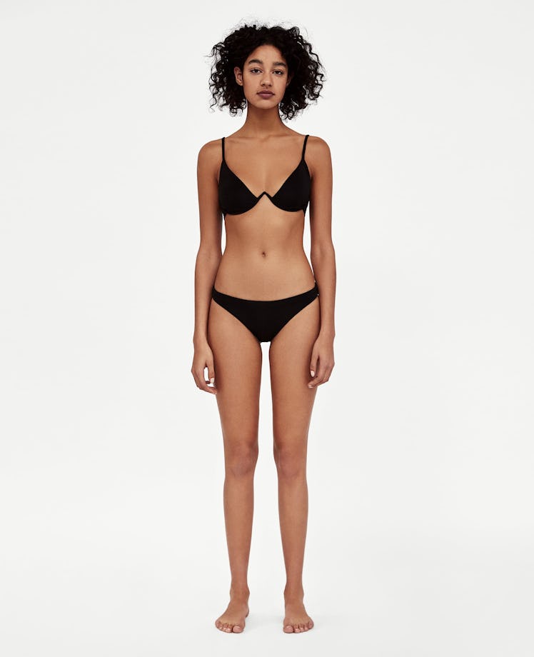 V-Neck Textured Weave Bikini Top and Bottoms