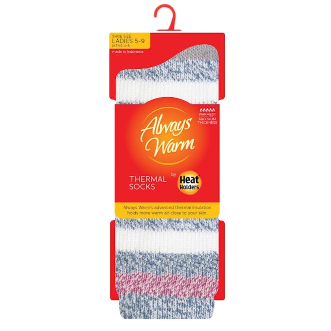 Always Warm by Heat Holders Women's Original Twist Stripe Thermal Crew Socks - 5-9 
