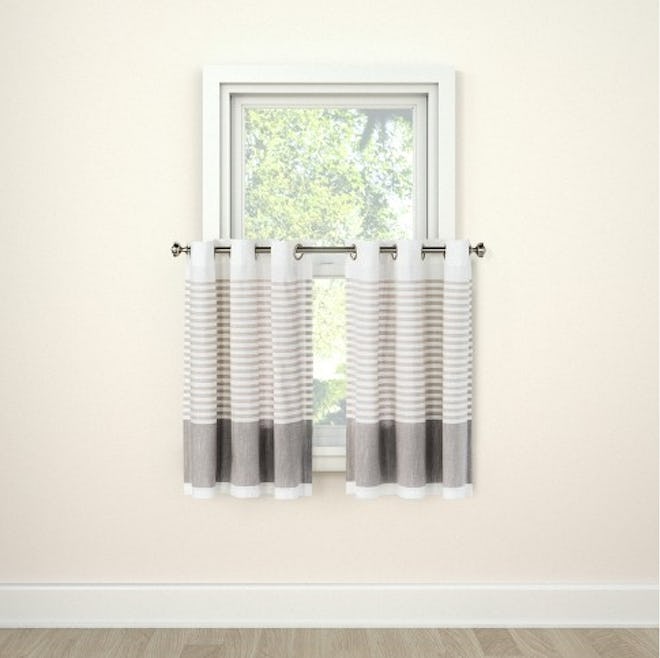 Curtains Tier Stripe Gray