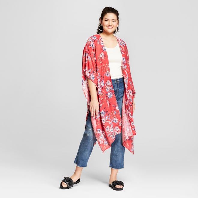 Xhilaration Women's Plus Size Floral Print Kimono
