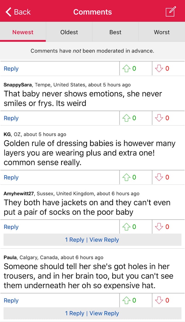 Image showing some negative comments on Chrissy Teigen's post, written on some platform