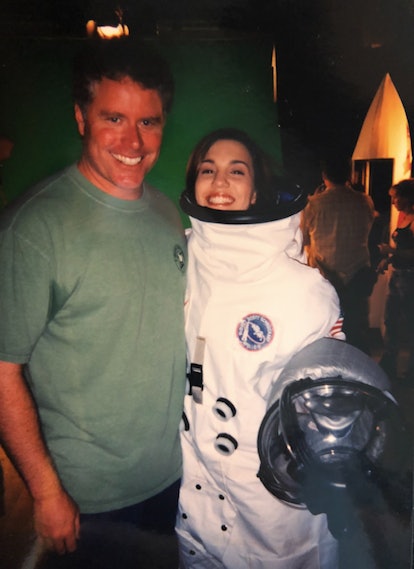 Christy Carlson Romano posing for a photo with 'Even Stevens' director Sean McNamara