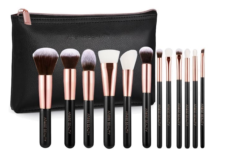 Arose Beauty Luxury Rose Gold 12pc Vegan Makeup Face & Eye Essentials Brush Set