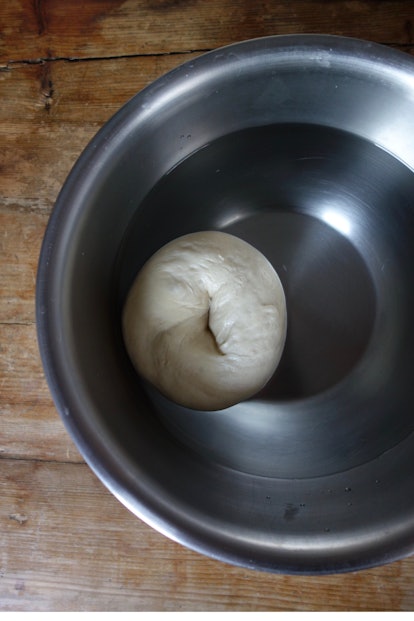 Step 6 of making a single bagel - the float test