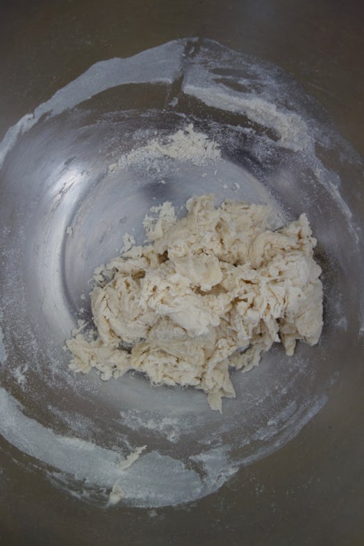 Step 2 of  making a single bagel - knead the dough