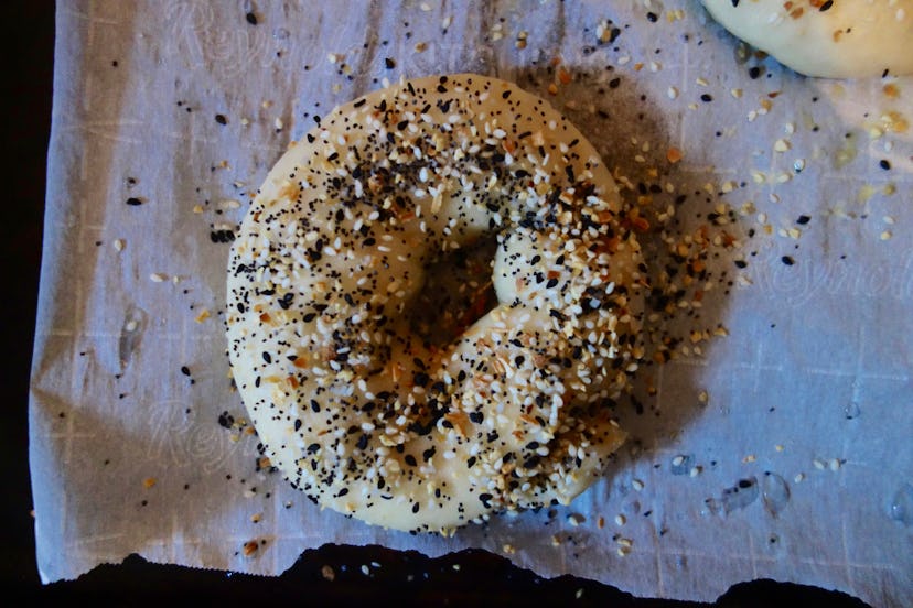 Step 8 of  making a single bagel - garnishing