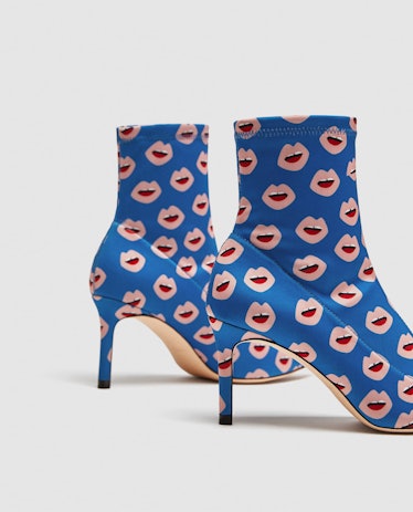 PRINTED STRETCH HIGH HEEL ANKLE BOOTS