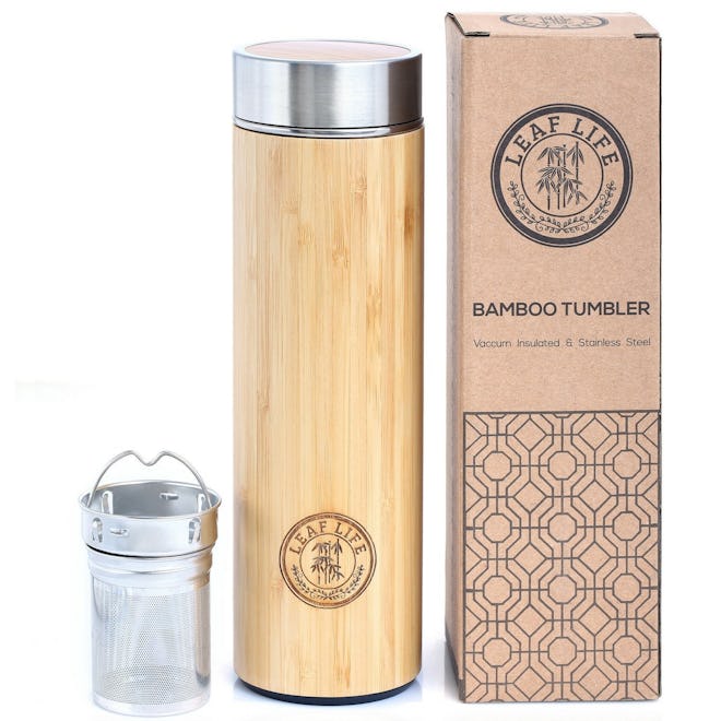 LeafLife Original Bamboo Tea Tumbler With Tea Infuser & Strainer 