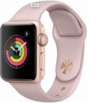 Apple - Apple Watch Series 3 (GPS), 38mm Gold Aluminum Case with Pink Sand Sport Band - Gold Aluminu...