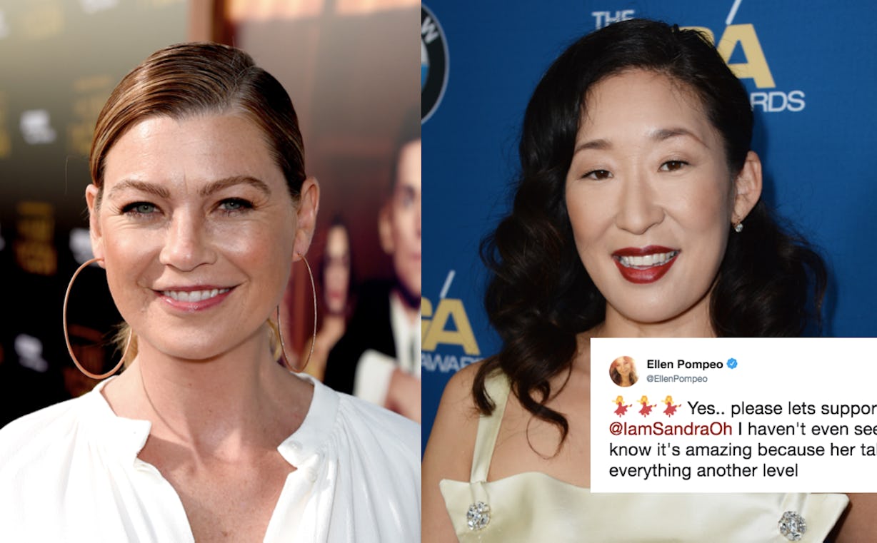 Ellen Pompeo Supports Sandra Oh's New Show On Twitter & Their 'Grey's
