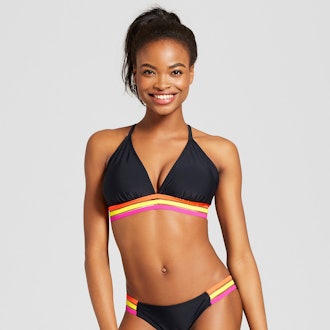 Xhilaration Women's Triangle Rainbow Elastic Bikini Top