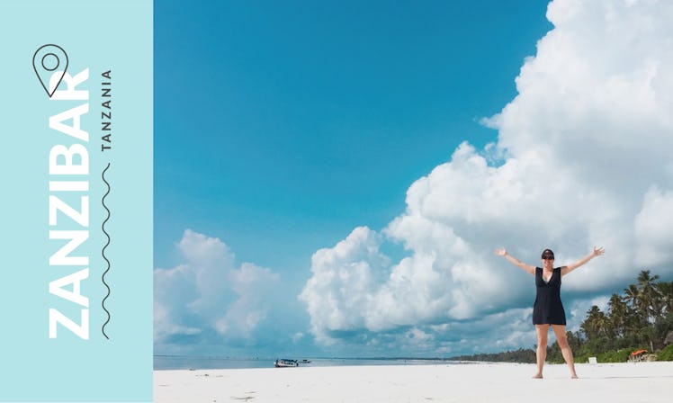Courtney Brandt on a beach in Zanzibar, Tanzania