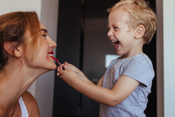 A mother playing with her son on Mother's Day