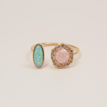 Opal & Pink Lady Hugging Ring