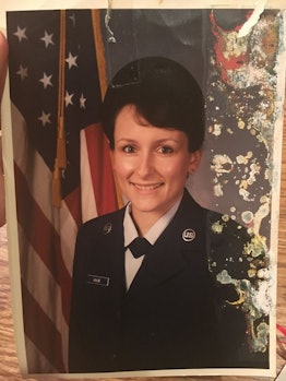 A picture of the mother in her uniform