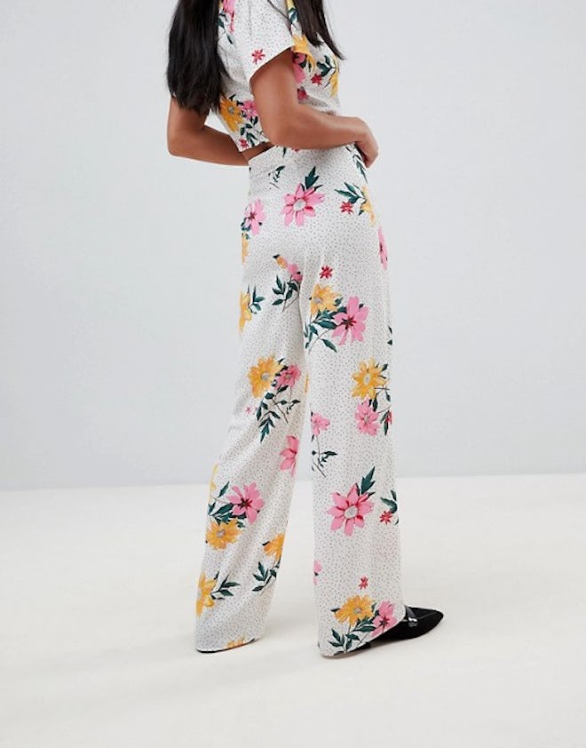 Miss Selfridge Petite Floral Printed Wide Leg PANTS 