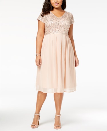 Adrianna Papell Plus Size Beaded A-Line Dress