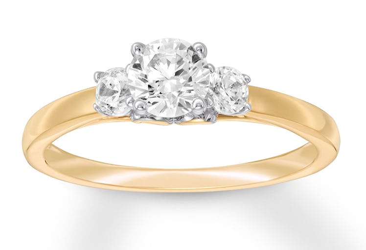 Three-Stone Diamond Ring 14K Yellow Gold