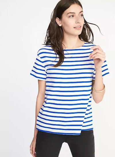 Relaxed Mariner-Stripe Thick-Knit Tee for Women