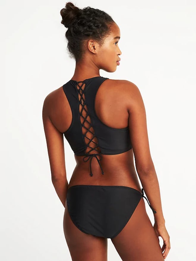 Lace-Back High-Neck Swim Top for Women