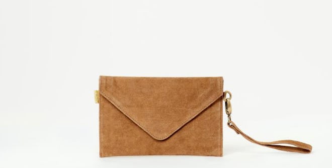 Pari Camel Suede Envelope Clutch