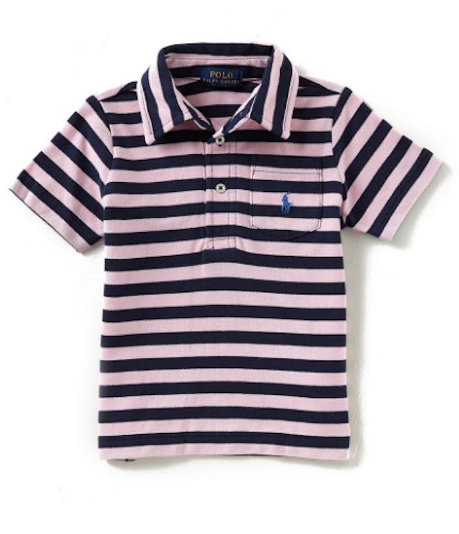 Boys Short-Sleeve Striped Mesh Polo Shirt