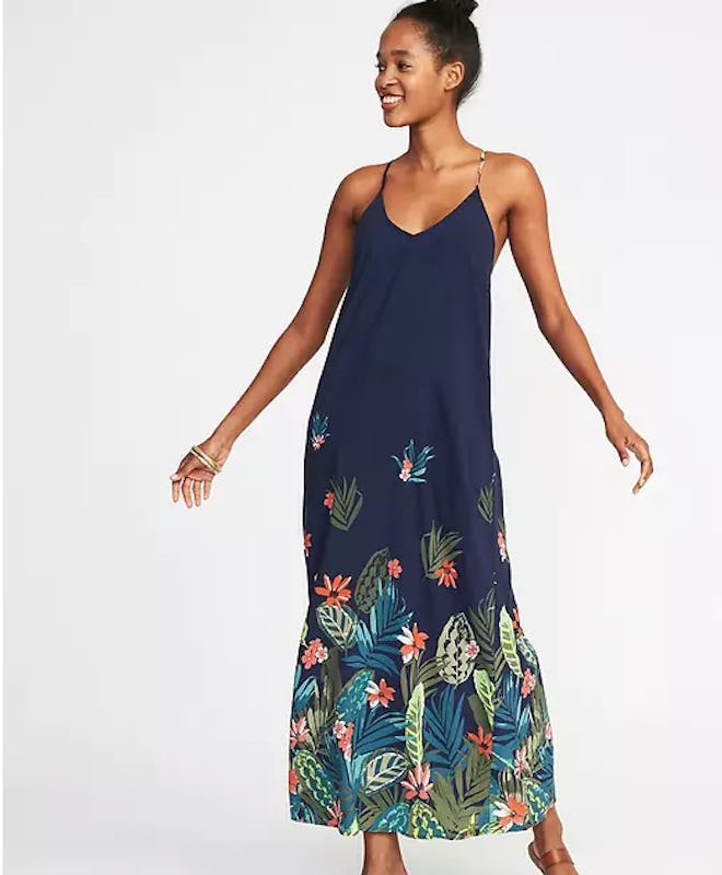 Sleeveless Floral Maxi Shift Dress