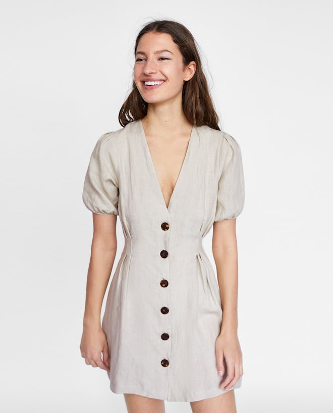 Buttoned Linen Dress