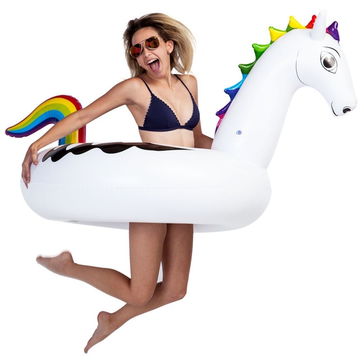 U.S. Pool Supply Giant 5 Foot Inflatable Rainbow Pegasus Pool Ring Tube Float