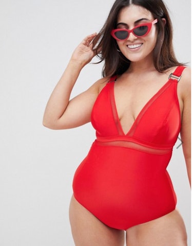 River Island Plus Supportive Mesh Insert Swimsuit 