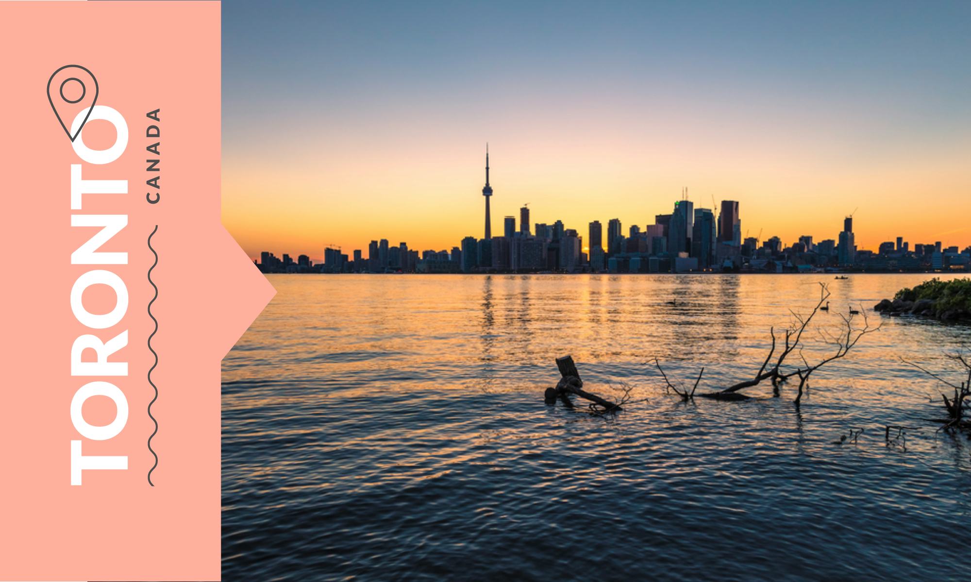 The  sun setting over Toronto, Canada