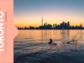 The  sun setting over Toronto, Canada