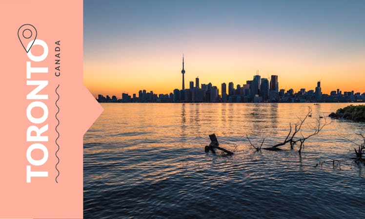 The sun setting over Toronto, Canada