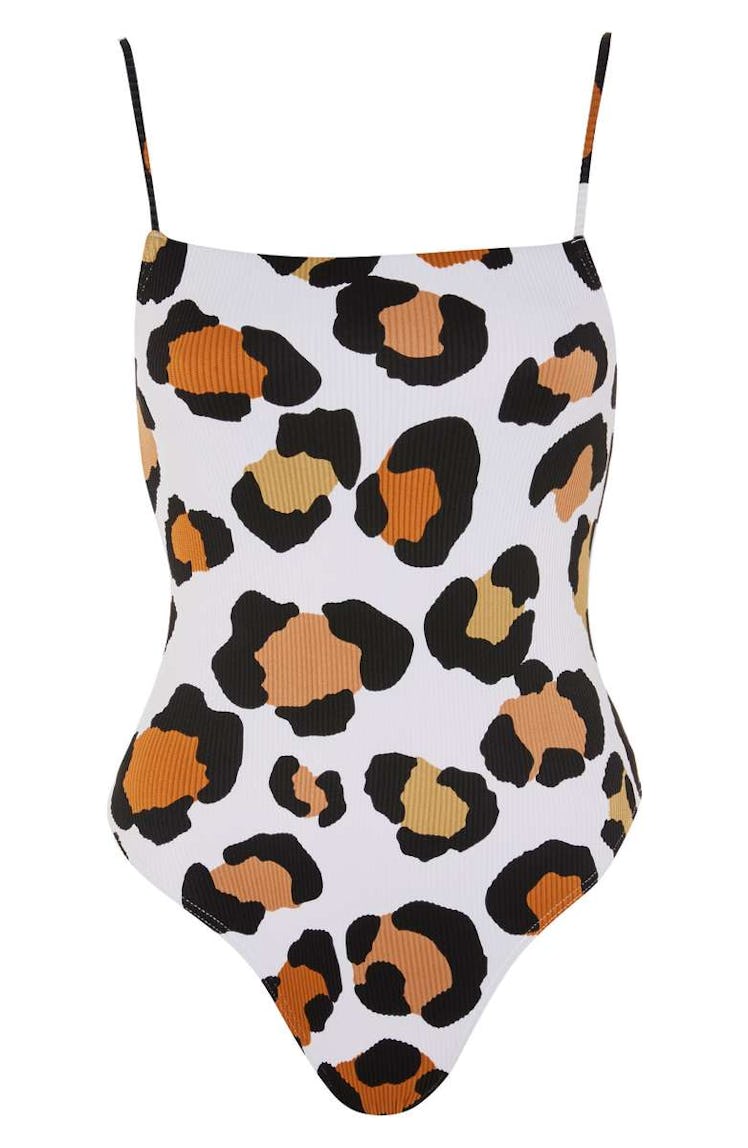 Leopard Rib One-Piece Swimsuit TOPSHOP 
