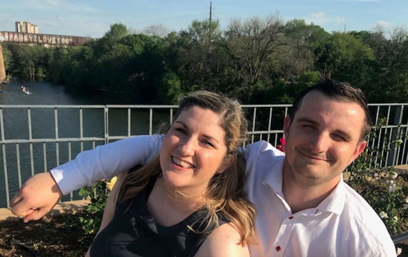 Jessie Glockling and her brother on a bridge