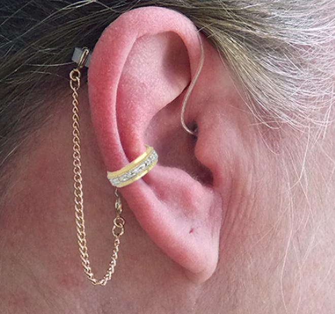 "CZ Band" 14K Yellow Gold Ear Cuff (For Hearing Aids) by HearClip