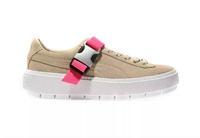 Puma Beige Platform Trace Buckle Trainers