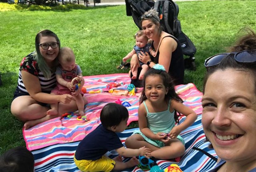 Amanda and two more moms with their children on a picnic