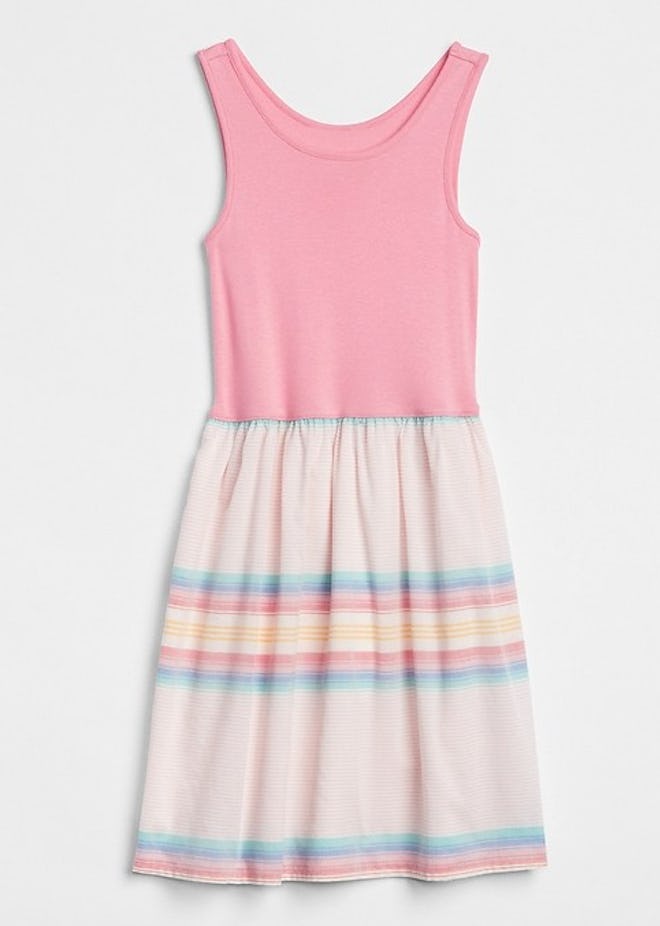 Stripe Mix-Fabric Dress