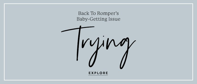 "Back To Romper's Baby-Getting Issue Trying" text on a light blue background