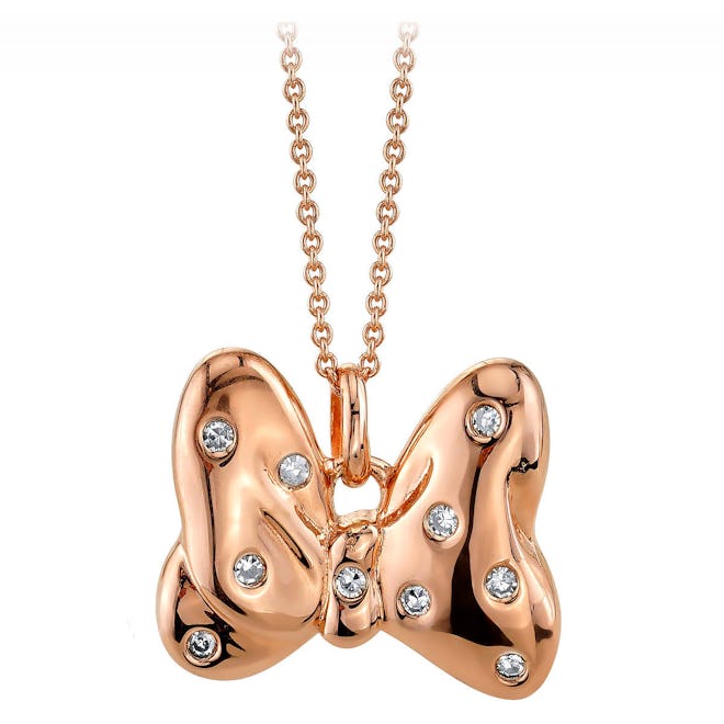 Minnie Mouse Bow Diamond Pendant Necklace - Rose Gold 