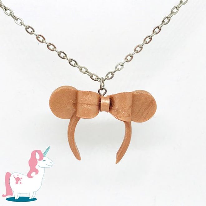 Rose gold Minnie Mouse ears necklace pendant 