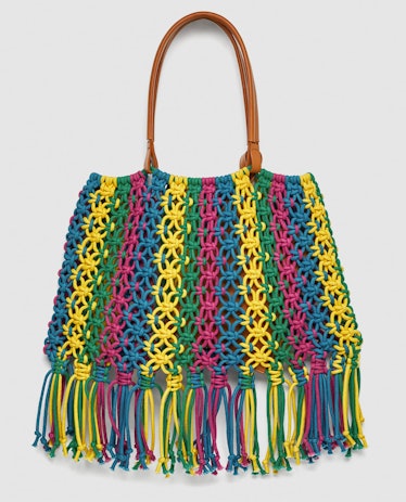 Multicolored Braided Bucket Bag