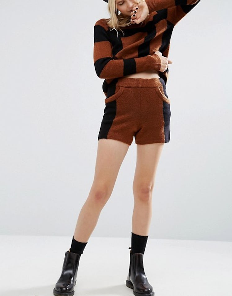 ASOS co-ord Knitted Shorts in Colorblock